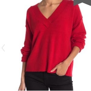 Abound V Neck Sweater in Red Chinoise